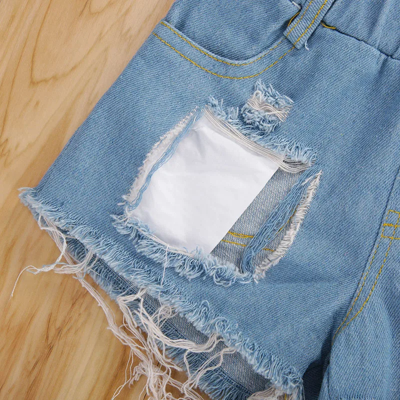 Baby Girl Polka Dot Crop Top & Ripped Denim Jean Shorts & Ribbon Headband 3 pcs - Image 5