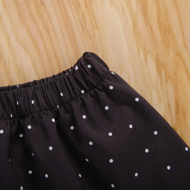 Baby Girl Polka Dot Crop Top & Ripped Denim Jean Shorts & Ribbon Headband 3 pcs - Image 3