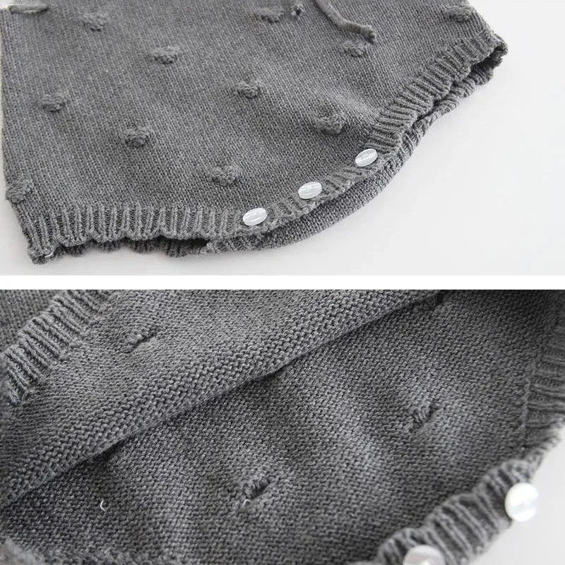 Long Sleeves Polka Dot Ribbon Knot Knitted Sweater Bodysuit - Image 5