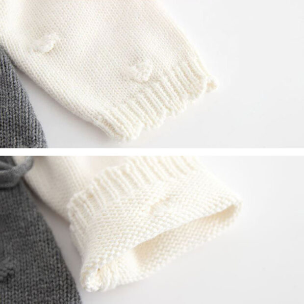 Long Sleeves Polka Dot Ribbon Knot Knitted Sweater Bodysuit - Image 4