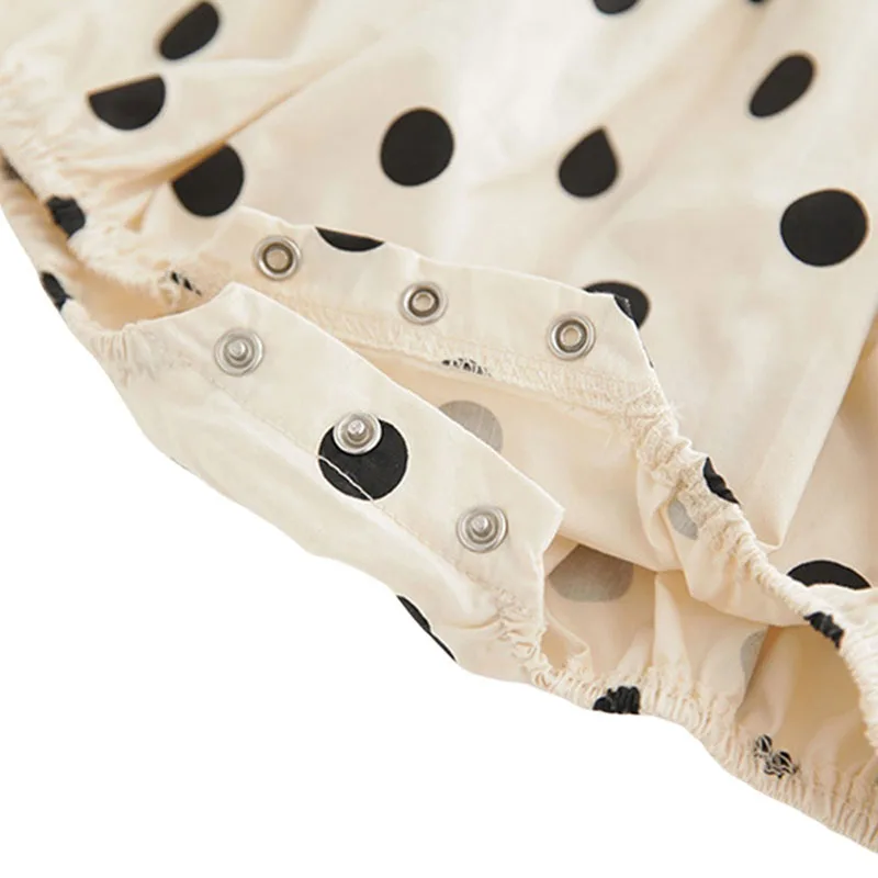 Black Polka Dot Loose Fit Romper Short Sleeve with Ribbon Headband - Image 3