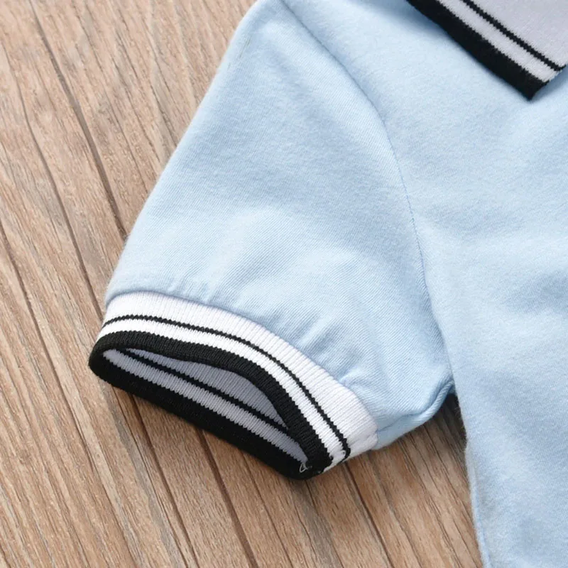 Baby Boy Solid Polo Collar Romper Short Sleeve - Image 6