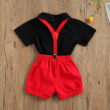 Baby Black Polo Onesie & Red Suspenders Outfit