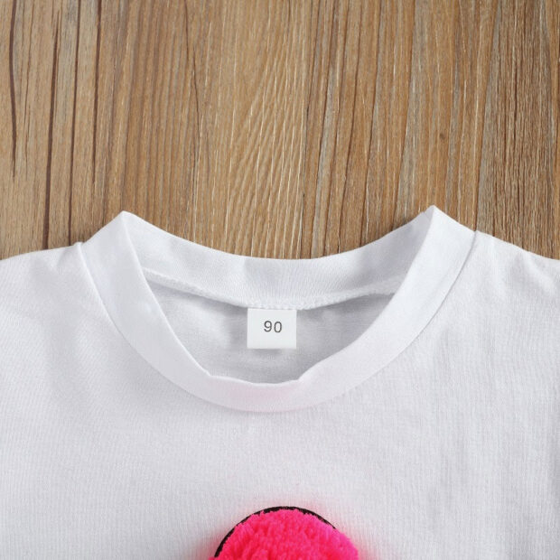 Pom Pom Ice Cream T-Shirt & Ripped Denim Shorts Short Sleeve Outfit - Image 3