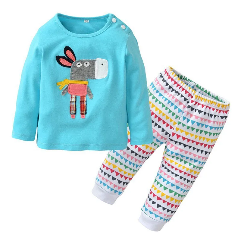 Baby Boy's & Girl's Pony Sweatshirt Top Long Sleeve Cartoon Embroidery and Sweatpants Graphic Print