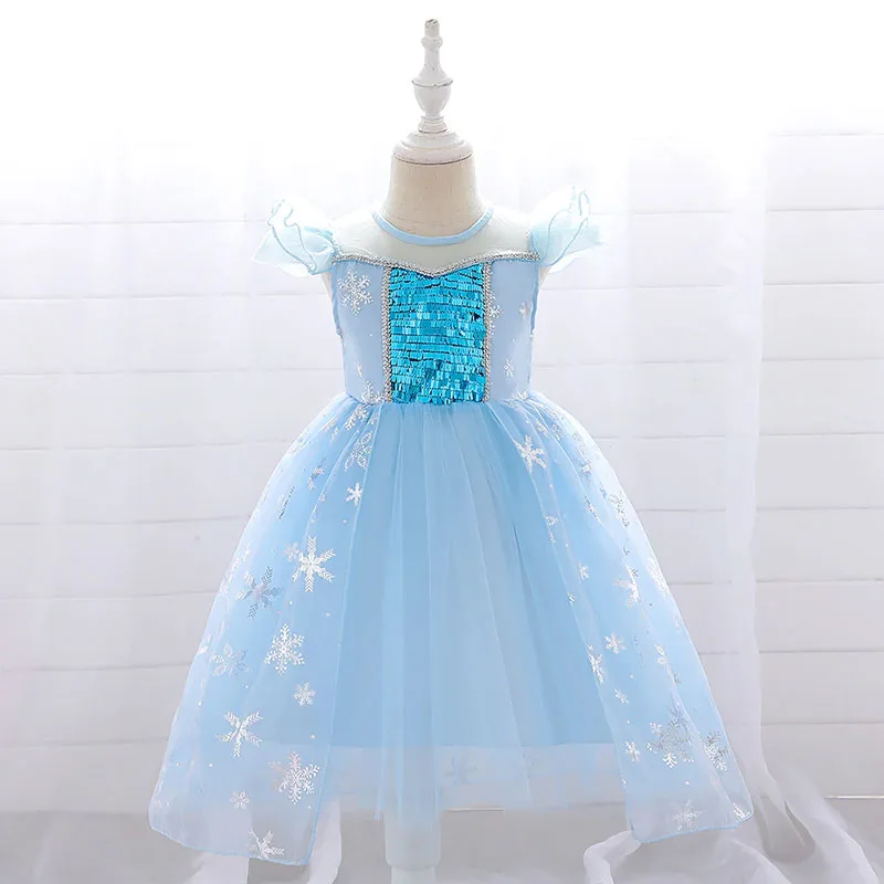 Princess Fairy Tale Snowflake Gown with Sequins Sleeveless