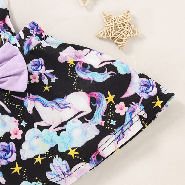 Princess Unicorn Suspender Skirt & Shirt with Matching Ribbon Headband Short Sleeve - Image 5