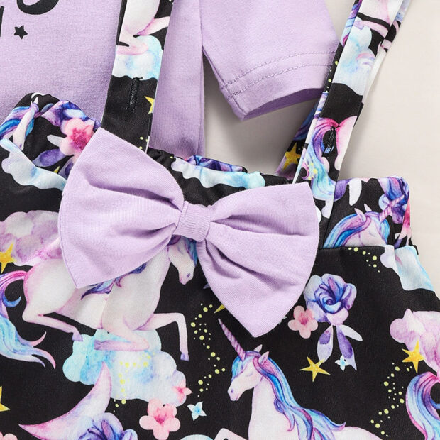 Princess Unicorn Suspender Skirt & Shirt with Matching Ribbon Headband Short Sleeve - Image 4