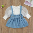 Baby Puff Shoulder Plain Shirt, Suspender Dress