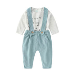 Baby Happy Quote Onesie Bodysuit, Elastic Suspenders Pants for Boys & Girls