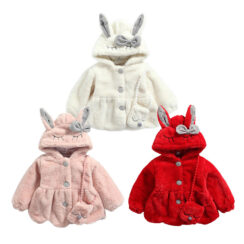 Rabbit Design Fleece Hoodie Jacket Long Sleeve with Purse