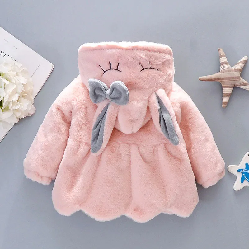 Rabbit Design Fleece Hoodie Jacket Long Sleeve with Purse - Image 3