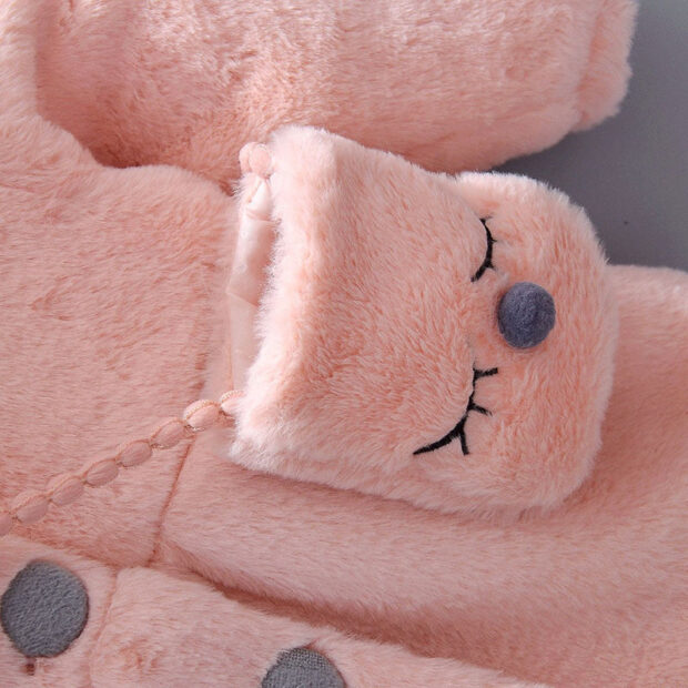 Rabbit Design Fleece Hoodie Jacket Long Sleeve with Purse - Image 6