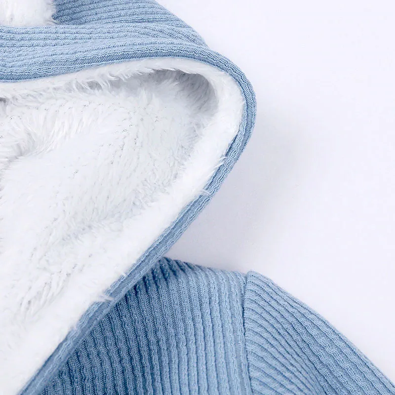 Rabbit Ear Fleece Hoodie Jumpsuit Zip  Up Outerwear Long Sleeve - Image 3