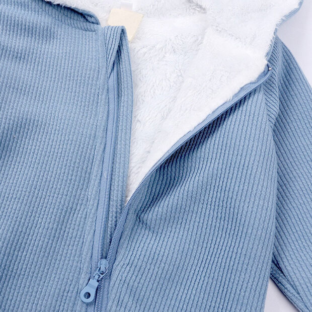 Rabbit Ear Fleece Hoodie Jumpsuit Zip  Up Outerwear Long Sleeve - Image 4
