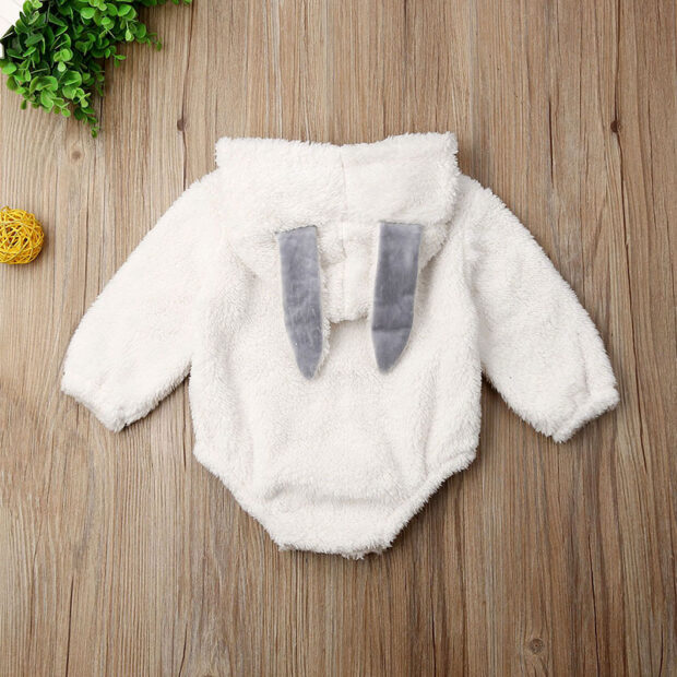 Baby Fleece Rabbit Ears Hooded Bodysuit