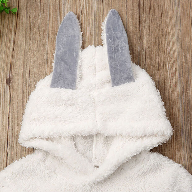 Baby Fleece Rabbit Ears Hooded Bodysuit