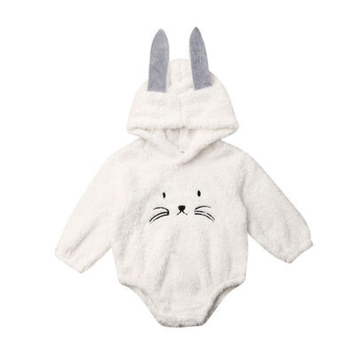 Baby Fleece Rabbit Ears Hooded Bodysuit