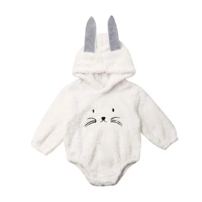 Baby Fleece Rabbit Ears Hooded Bodysuit