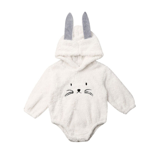 Baby Fleece Rabbit Ears Hooded Bodysuit