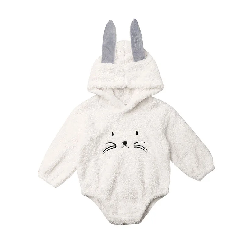 Baby Fleece Rabbit Ears Hooded Bodysuit