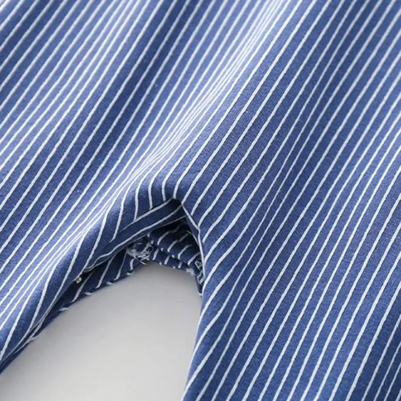 Long Sleeves Rainbow Button Striped Jumpsuit Bow Tie - Image 8