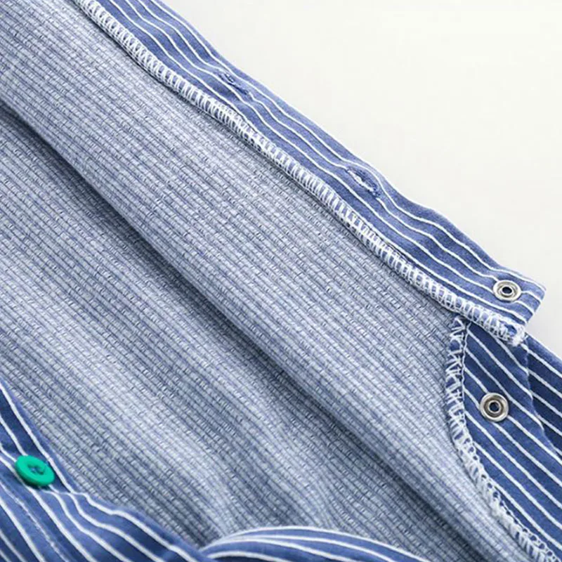 Long Sleeves Rainbow Button Striped Jumpsuit Bow Tie - Image 10