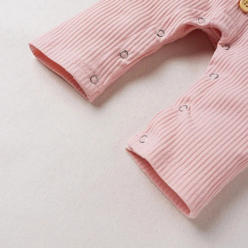 Rainbow Print Jumpsuit Ribbed Pattern Button Up Long Sleeve - Image 5