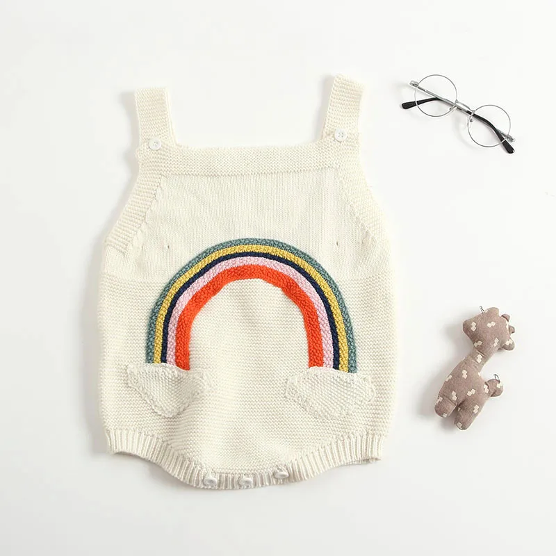 Sleeveless Sweater Knit Top Rainbow Tank Bodysuit
