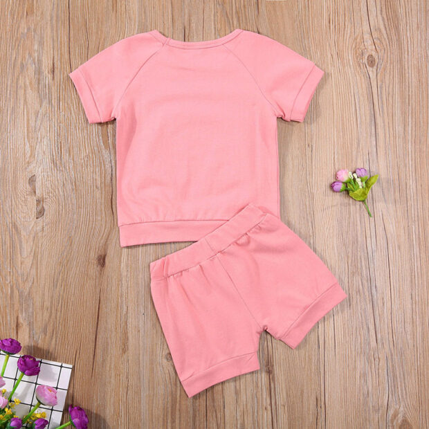 Rainbow Pattern Shirt & Elastic Shorts with Drawstring Short Sleeve - Image 2