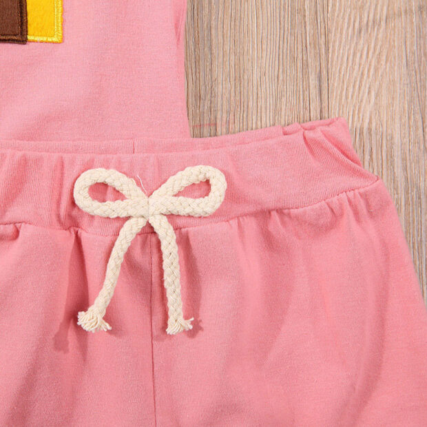 Rainbow Pattern Shirt & Elastic Shorts with Drawstring Short Sleeve - Image 5