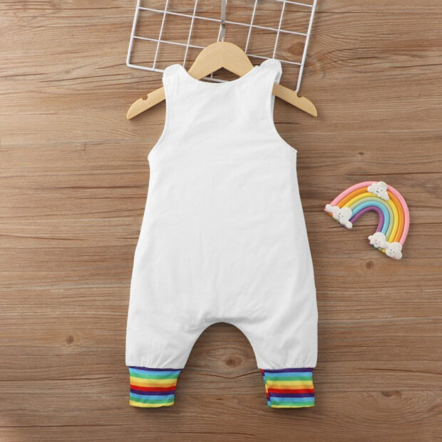 Rainbow Pattern Letter Print Suspenders Pants - Image 2