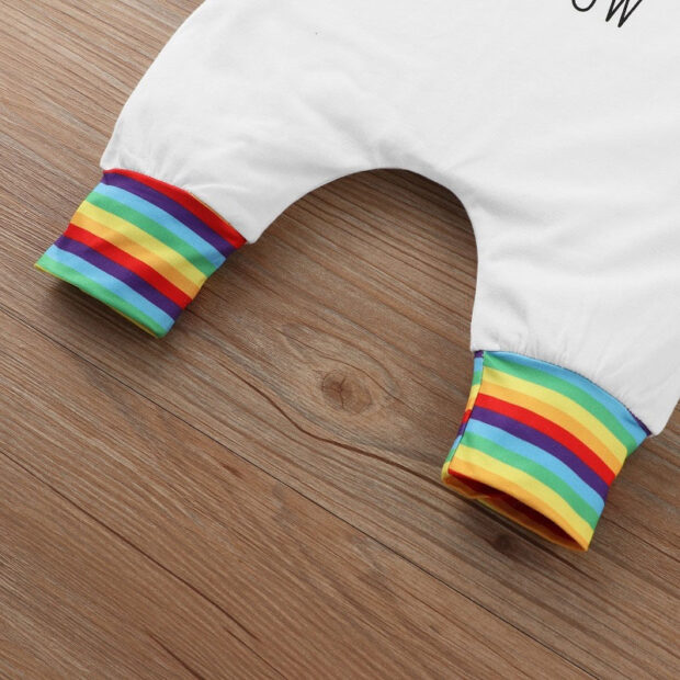 Rainbow Pattern Letter Print Suspenders Pants - Image 5