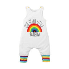 Rainbow Pattern Letter Print Suspenders Pants