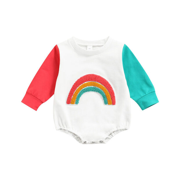 Long Sleeve Rainbow Pattern Winter Onesie