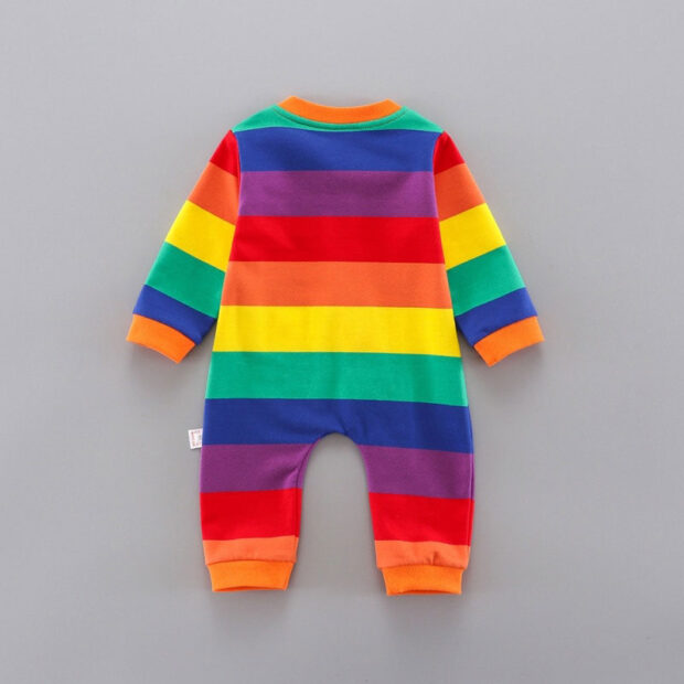 Rainbow Pattern Zipper Romper Long Sleeve - Image 2