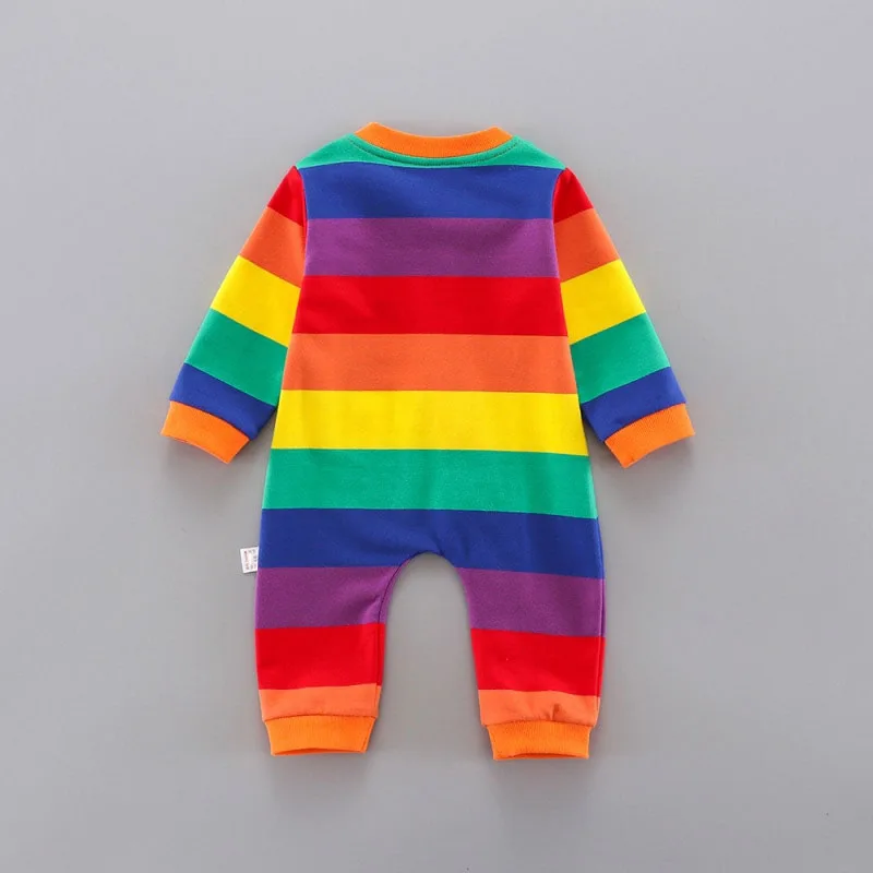 Baby Rainbow Pattern Zipper Romper