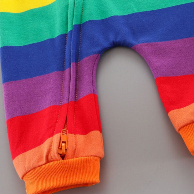 Rainbow Pattern Zipper Romper Long Sleeve - Image 4