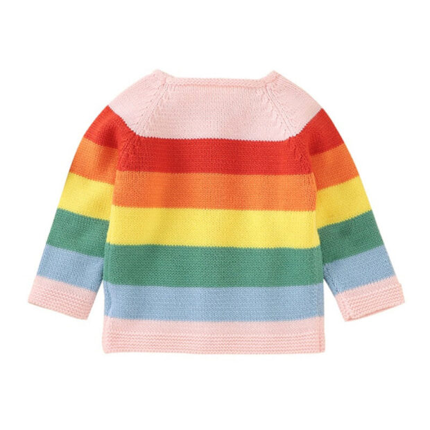 Rainbow Stripe Knitted Cardigan Long Sleeve Outerwear - Image 2