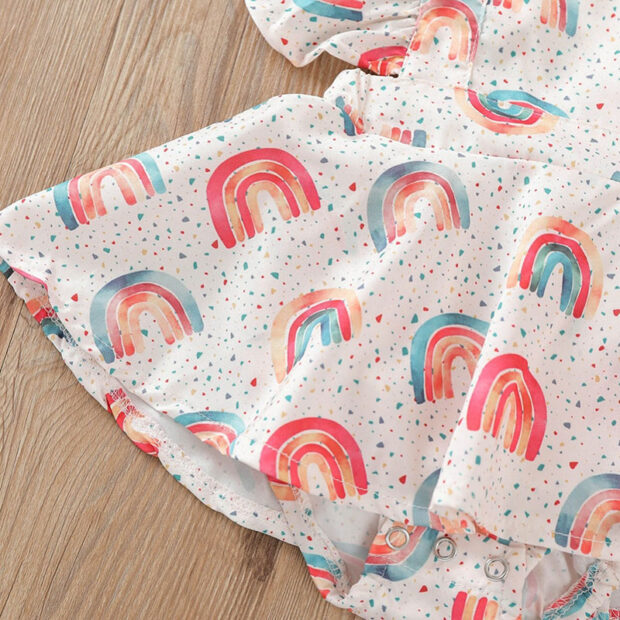 Rainbow Pattern Sundress Open Back Sleeveless with Ribbon Headband - Image 4