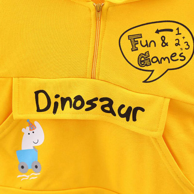Rainbow Pattern Zipper Hoodie & Dinosaur Print Pants Long Sleeve - Image 5