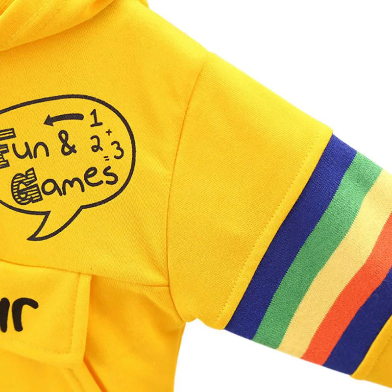 Rainbow Pattern Zipper Hoodie & Dinosaur Print Pants Long Sleeve - Image 4