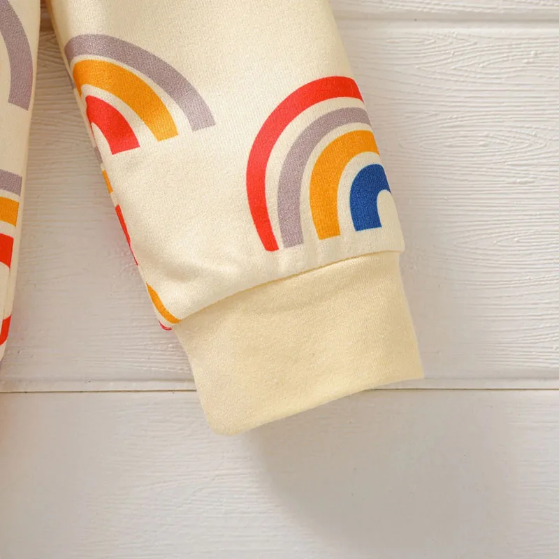 Rainbow Pattern Zipper Pajamas Romper Long Sleeve - Image 4