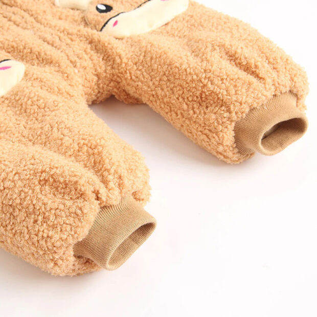 Reindeer Fleece Zipper Coveralls with Antlers Long Sleeve - Image 5