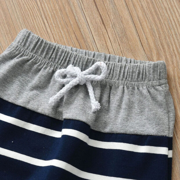 Baby Reindeer Print T-Shirt & Stripe Pants Long Sleeve with Beanie Hat - Image 5