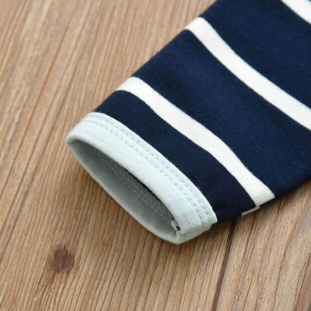 Baby Reindeer Print T-Shirt & Stripe Pants Long Sleeve with Beanie Hat - Image 6