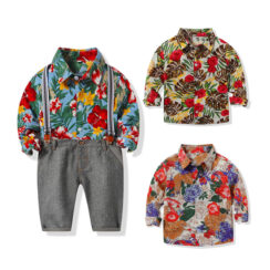 Baby Retro Floral Shirt & Suspenders Outfit