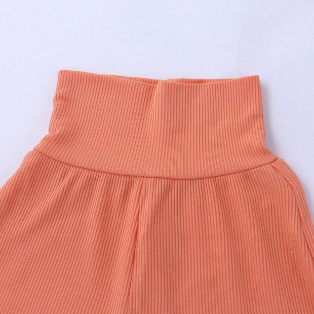 Baby Ribbed Pattern Sleepwear & High Waist Shorts