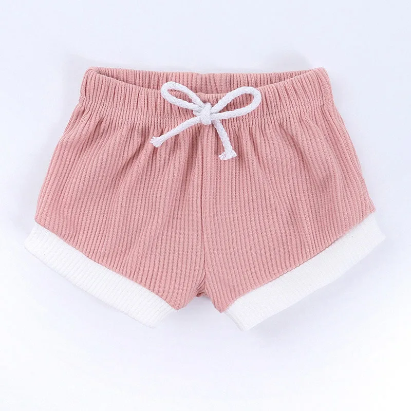 Ribbed Pattern Solid Color Top & Mini Shorts with Drawstring Short Sleeve - Image 3