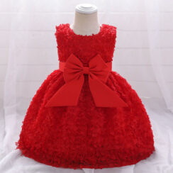 Large Ribbon Bow Front Ruffled Sheer Gown Wedding Dress Sleeveless